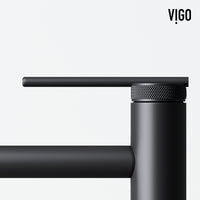 Concreto Stone Rectangular Bathroom Sink With Vessel Faucet in Matte Black