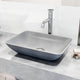 Concreto Stone Rectangular Bathroom Sink With Vessel Faucet in Chrome