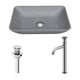 Concreto Stone Rectangular Bathroom Sink With Vessel Faucet in Chrome