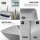 Concreto Stone Rectangular Bathroom Sink With Vessel Faucet in Chrome