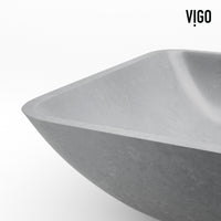 Concreto Stone Rectangular Bathroom Sink With Vessel Faucet in Chrome