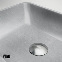 Concreto Stone Rectangular Bathroom Sink With Vessel Faucet in Chrome
