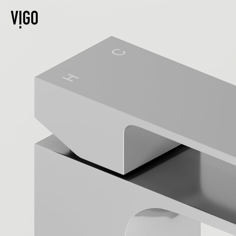 Concreto Stone Rectangular Vessel Bathroom Sink and Vessel Faucet in Chrome