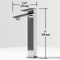 Concreto Stone Rectangular Vessel Bathroom Sink and Vessel Faucet in Chrome