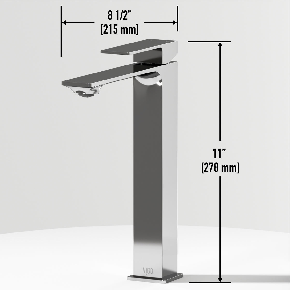 Concreto Stone Rectangular Vessel Bathroom Sink and Vessel Faucet in Chrome