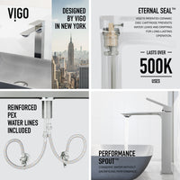 Concreto Stone Rectangular Vessel Bathroom Sink and Vessel Faucet in Chrome