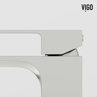 Concreto Stone Rectangular Vessel Bathroom Sink and Faucet in Brushed Nickel
