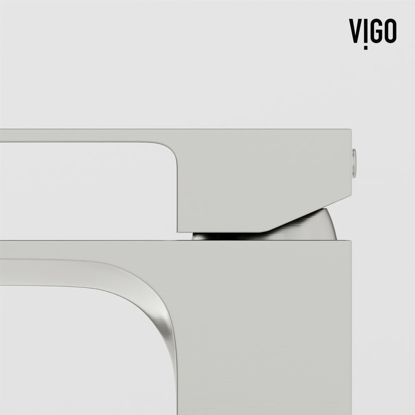 Concreto Stone Rectangular Vessel Bathroom Sink and Faucet in Brushed Nickel
