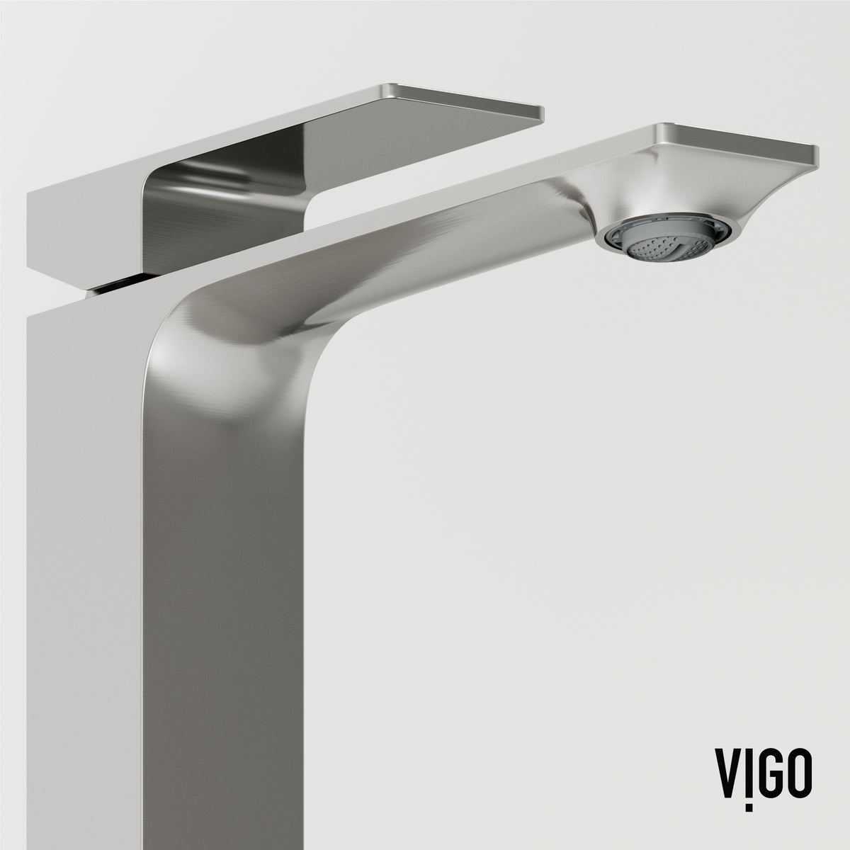 Concreto Stone Rectangular Vessel Bathroom Sink and Faucet in Brushed Nickel