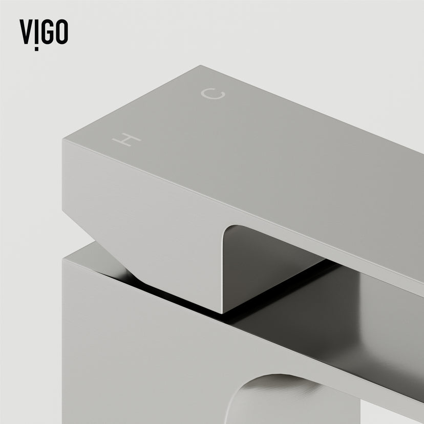 Concreto Stone Rectangular Vessel Bathroom Sink and Faucet in Brushed Nickel