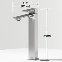 Concreto Stone Rectangular Vessel Bathroom Sink and Faucet in Brushed Nickel