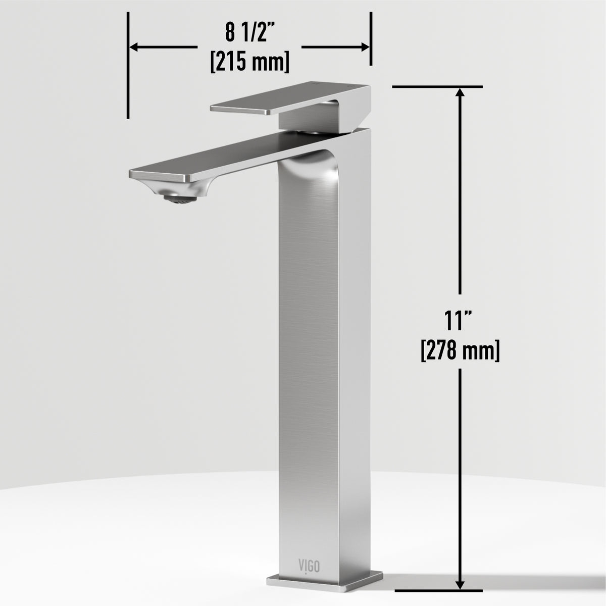 Concreto Stone Rectangular Vessel Bathroom Sink and Faucet in Brushed Nickel