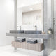 Concreto Stone Rectangular Vessel Bathroom Sink and Faucet in Brushed Nickel