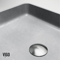 Concreto Stone Rectangular Vessel Bathroom Sink and Faucet in Brushed Nickel