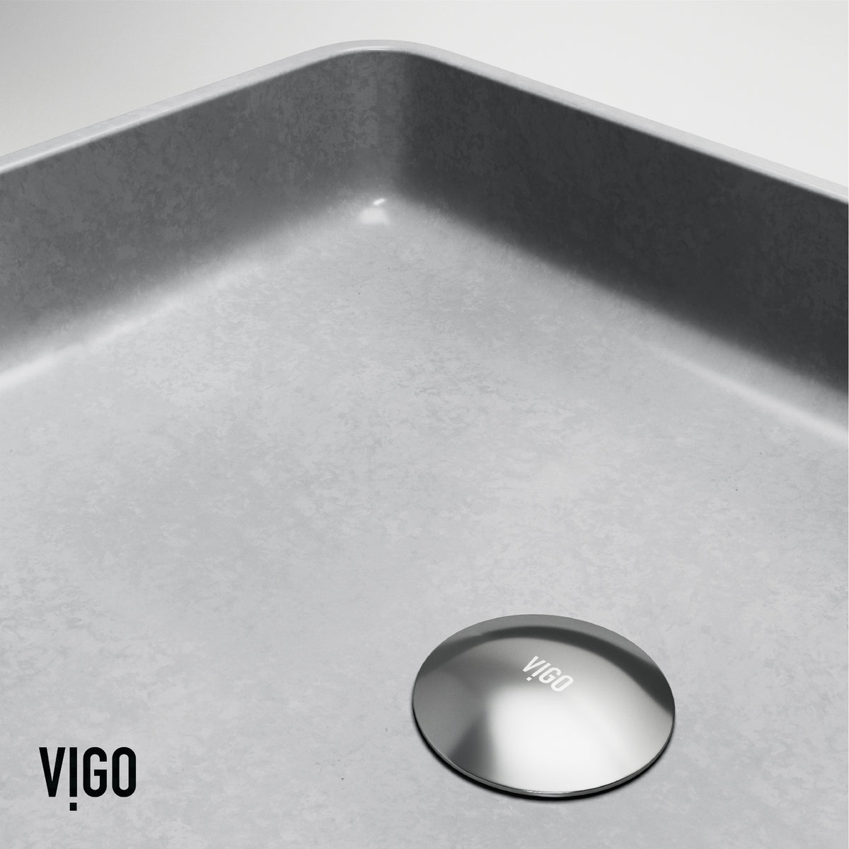 Concreto Stone Rectangular Vessel Bathroom Sink and Faucet in Brushed Nickel