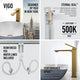 Concreto Stone Round Vessel Bathroom Sink and Faucet in Matte Brushed Gold