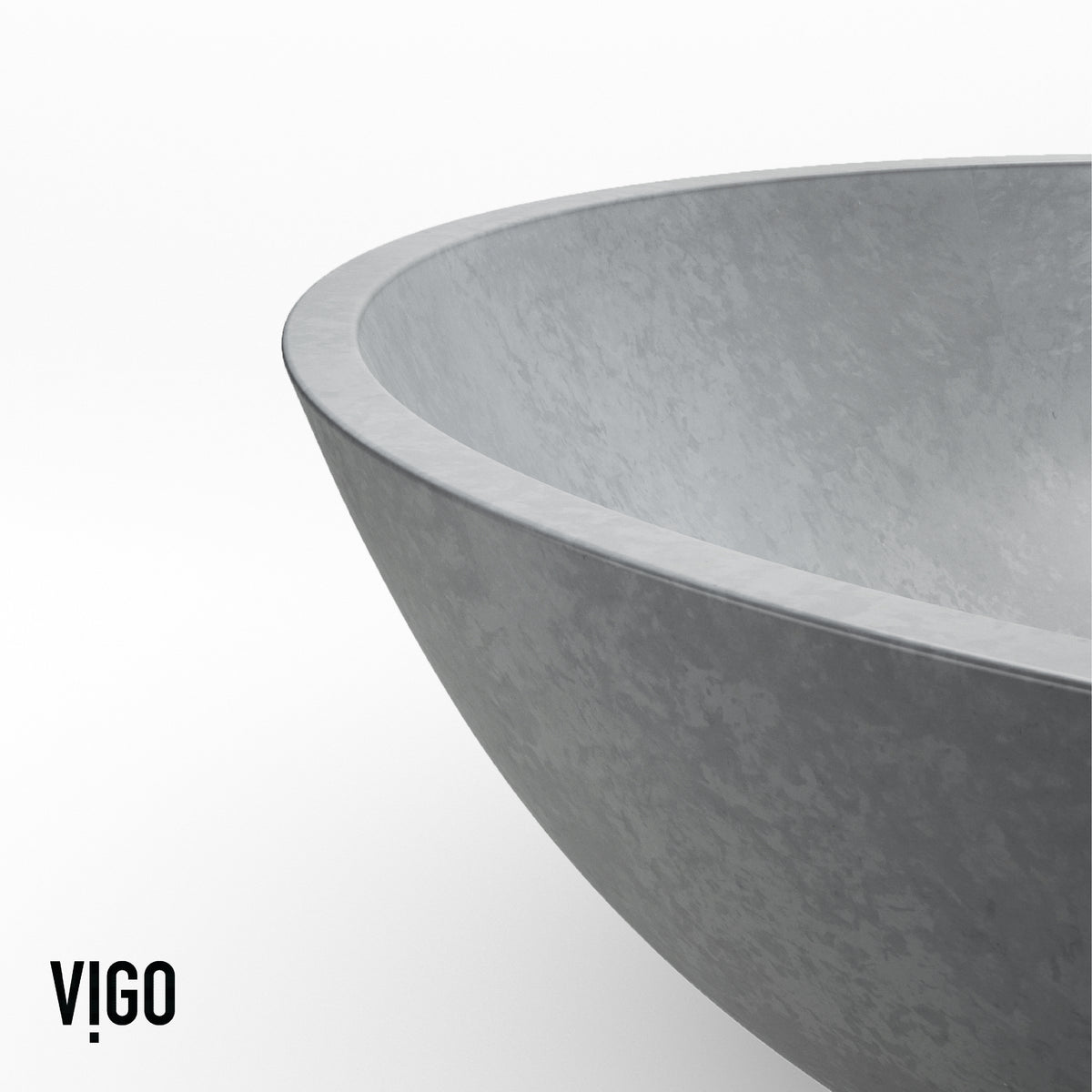 Concreto Stone Round Vessel Bathroom Sink and Faucet in Matte Brushed Gold
