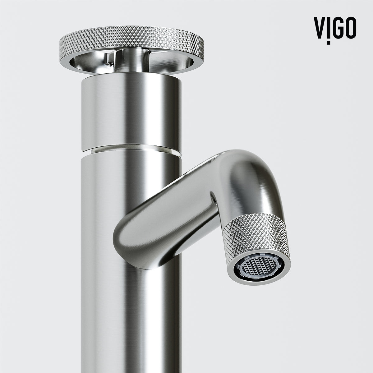 VIGO Concreto Stone Bathroom Sink with Cass Vessel Faucet and Pop-Up Drain in Brushed Nickel