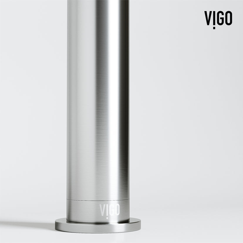 VIGO Concreto Stone Bathroom Sink with Cass Vessel Faucet and Pop-Up Drain in Brushed Nickel