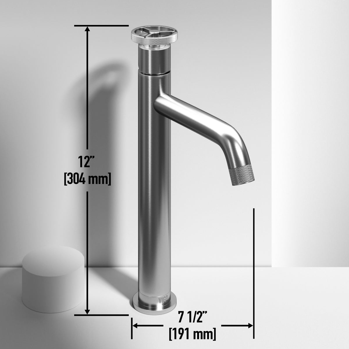 VIGO Concreto Stone Bathroom Sink with Cass Vessel Faucet and Pop-Up Drain in Brushed Nickel