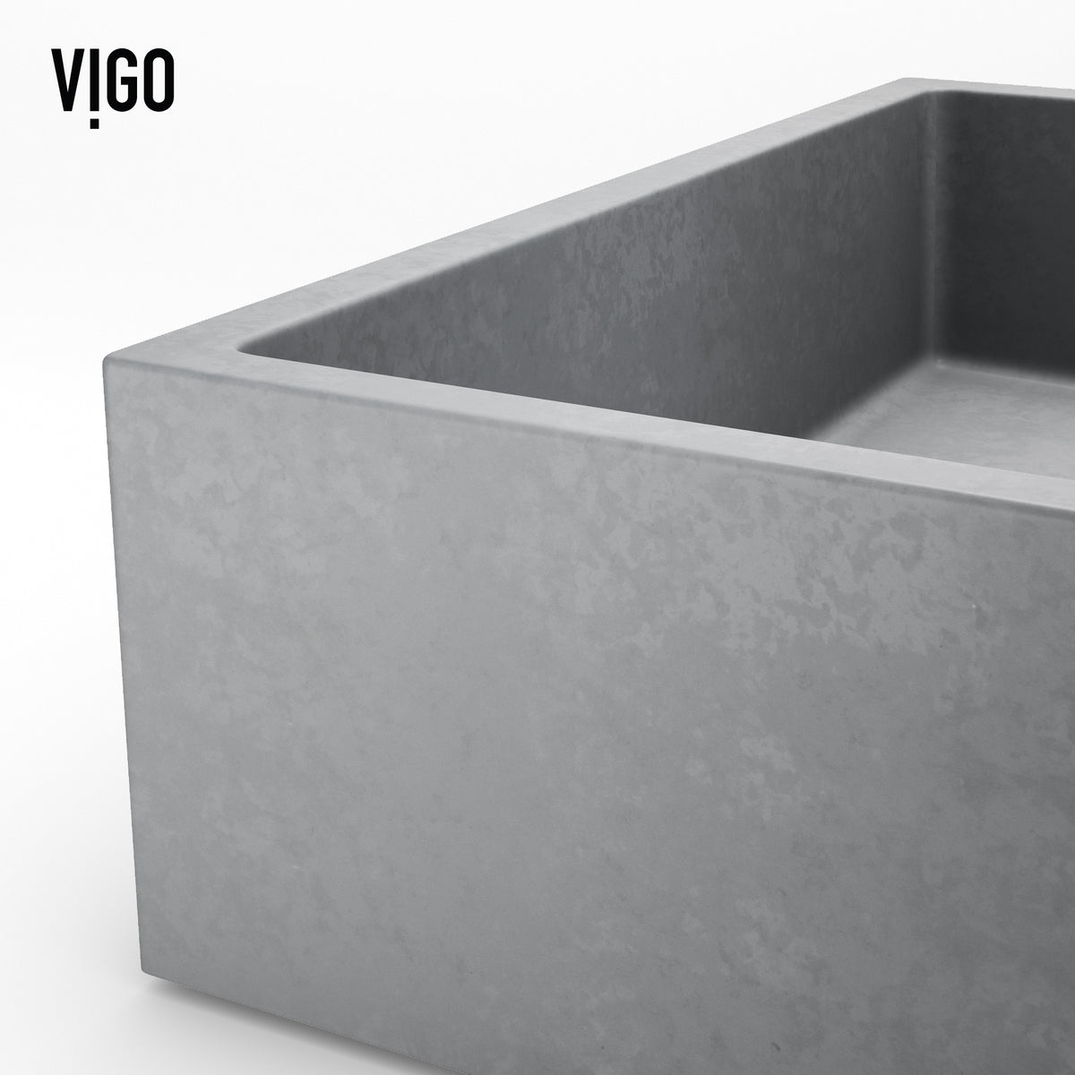 VIGO Concreto Stone Bathroom Sink with Cass Vessel Faucet and Pop-Up Drain in Brushed Nickel