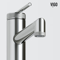 VIGO Concreto Stone Bathroom Sink with Sterling Vessel Faucet and Pop-Up Drain in Brushed Nickel