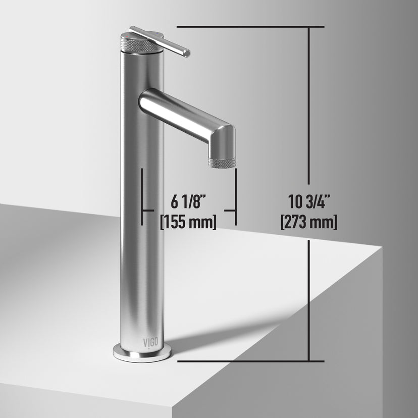 VIGO Concreto Stone Bathroom Sink with Sterling Vessel Faucet and Pop-Up Drain in Brushed Nickel