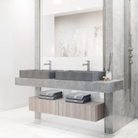 VIGO Concreto Stone Bathroom Sink with Sterling Vessel Faucet and Pop-Up Drain in Brushed Nickel
