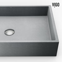 VIGO Concreto Stone Bathroom Sink with Sterling Vessel Faucet and Pop-Up Drain in Brushed Nickel