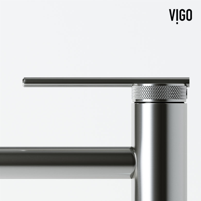 VIGO Concreto Stone Bathroom Sink with Sterling Vessel Faucet and Pop-Up Drain in Brushed Nickel