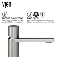 VIGO Concreto Stone Bathroom Sink with Gotham Vessel Faucet and Pop-Up Drain in Brushed Nickel