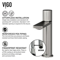 VIGO Concreto Stone Bathroom Sink with Gotham Vessel Faucet and Pop-Up Drain in Brushed Nickel