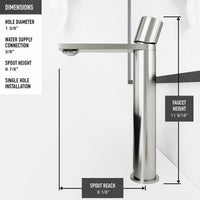 VIGO Concreto Stone Bathroom Sink with Gotham Vessel Faucet and Pop-Up Drain in Brushed Nickel
