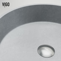 VIGO Concreto Stone Bathroom Sink with Gotham Vessel Faucet and Pop-Up Drain in Brushed Nickel