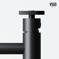 VIGO Concreto Stone Bathroom Sink with Cass Vessel Faucet and Pop-Up Drain in Matte Black
