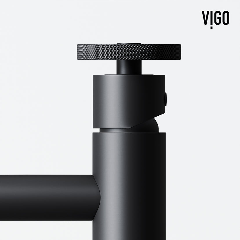 VIGO Concreto Stone Bathroom Sink with Cass Vessel Faucet and Pop-Up Drain in Matte Black