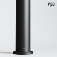 VIGO Concreto Stone Bathroom Sink with Cass Vessel Faucet and Pop-Up Drain in Matte Black