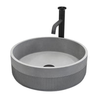 VIGO Concreto Stone Bathroom Sink with Cass Vessel Faucet and Pop-Up Drain in Matte Black