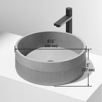 VIGO Concreto Stone Bathroom Sink with Cass Vessel Faucet and Pop-Up Drain in Matte Black
