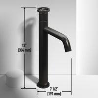 VIGO Concreto Stone Bathroom Sink with Cass Vessel Faucet and Pop-Up Drain in Matte Black