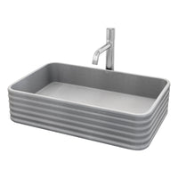 VIGO Concreto Stone Bathroom Sink with Apollo Vessel Faucet and Pop-Up Drain in Brushed Nickel