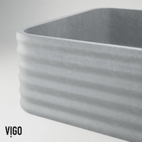 VIGO Concreto Stone Bathroom Sink with Apollo Vessel Faucet and Pop-Up Drain in Brushed Nickel