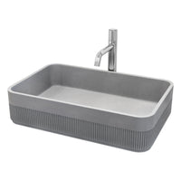 VIGO Concreto Stone Bathroom Sink with Apollo Vessel Faucet and Pop-Up Drain in Chrome
