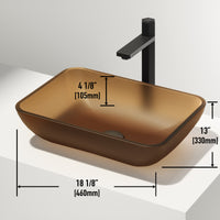 VIGO Amber Sottile Glass Vessel Bathroom Sink with Gotham Vessel and Pop-Up Drain in Matte Black