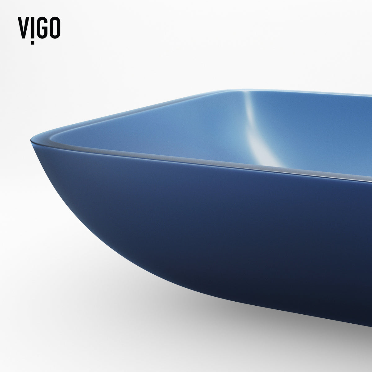 VIGO Royal Blue Glass Vessel Bathroom Sink with Apollo Faucet and Pop-Up Drain in Matte Brushed Gold