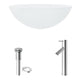 White Frost Glass Round Vessel Bathroom Sink with Dior Faucet and Pop-Up Drain in Chrome