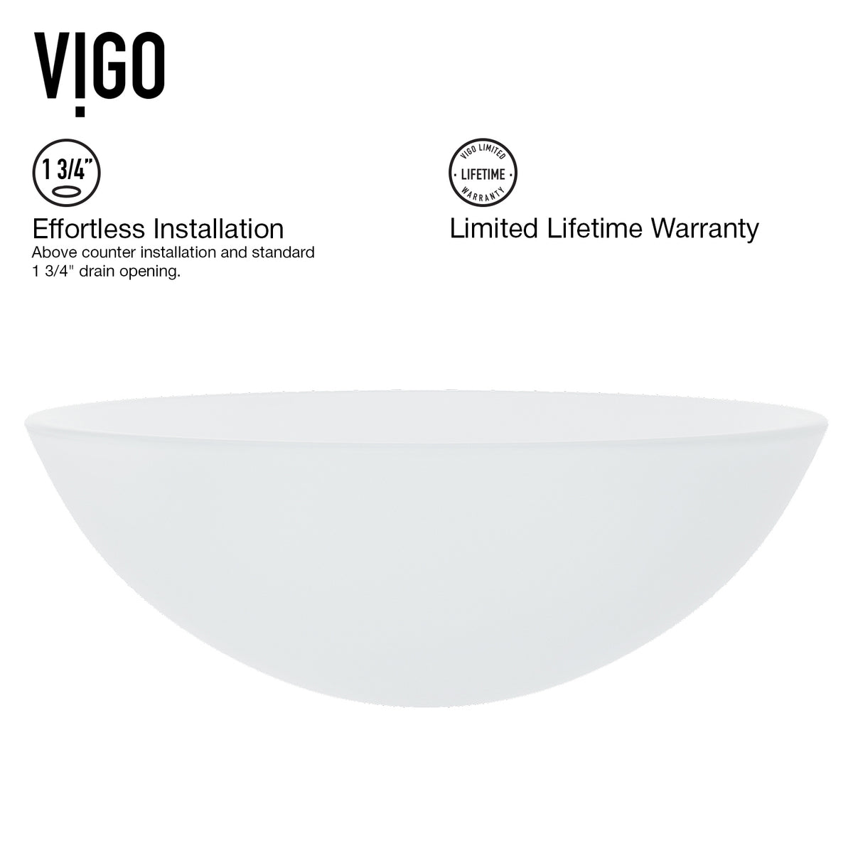 White Frost Glass Round Vessel Bathroom Sink with Dior Faucet and Pop-Up Drain in Chrome