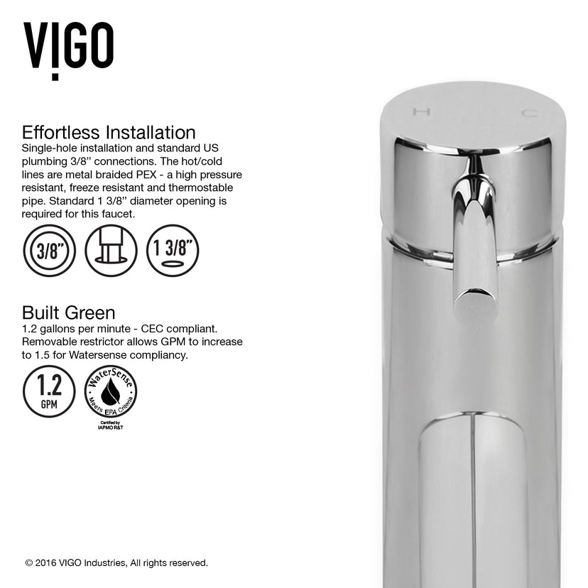 White Frost Glass Round Vessel Bathroom Sink with Dior Faucet and Pop-Up Drain in Chrome