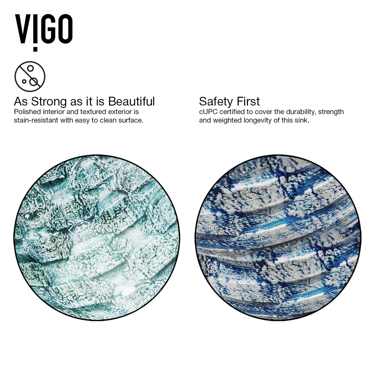 Glass Round Vessel Bathroom Sink in Oceania Blue with Linus Faucet and Pop-Up Drain in Brushed Nickel