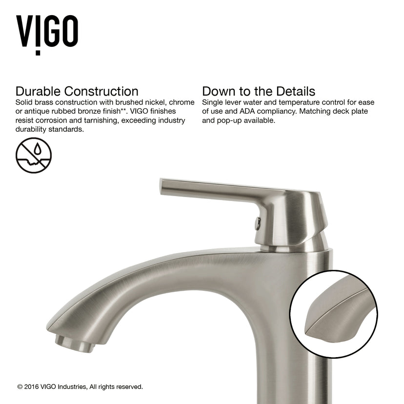 Glass Round Vessel Bathroom Sink in Titanium Gray with Linus Faucet and Pop-Up Drain in Brushed Nickel